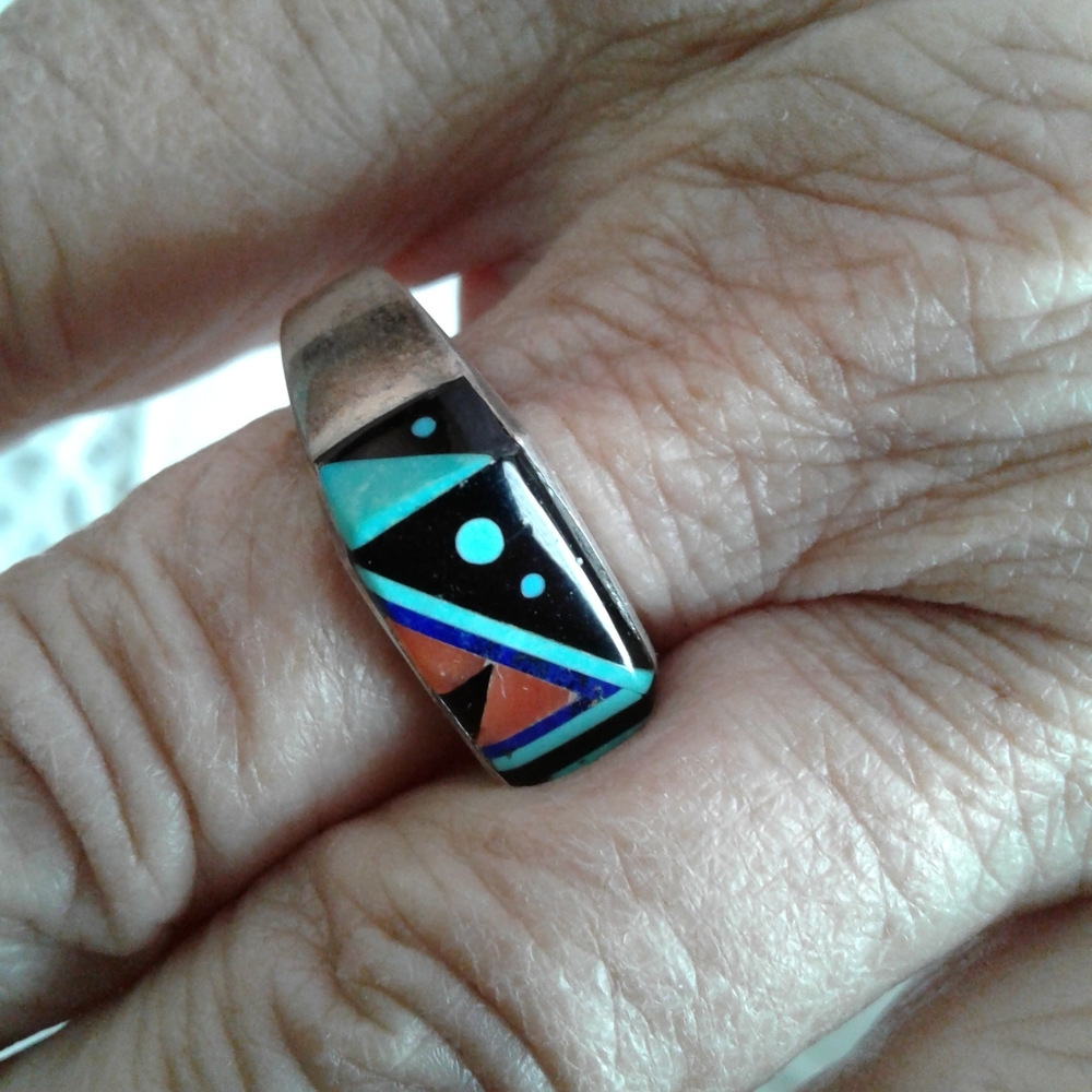 Vintage Native American Zuni Multistone Ring - Picture 8 of 11